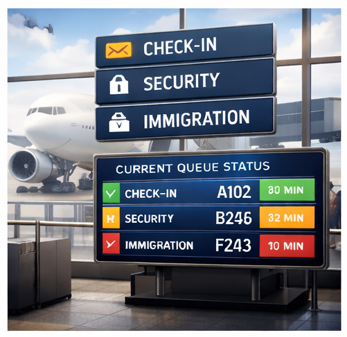 Painel analítico de gestão de filas no aeroporto