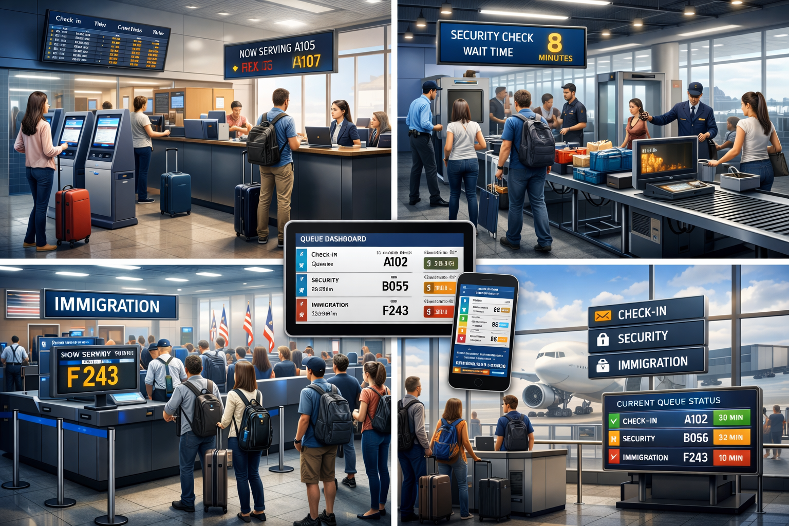 Sistema inteligente de gestão de filas em aeroportos | Reduza o tempo de espera