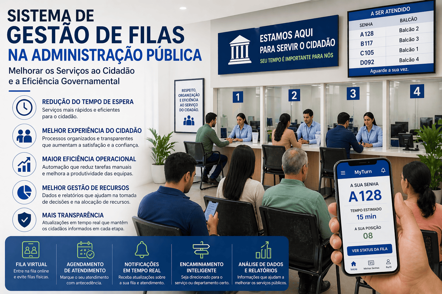 Sistema de Gestão de Filas na Administração Pública | Eficiência e Serviços